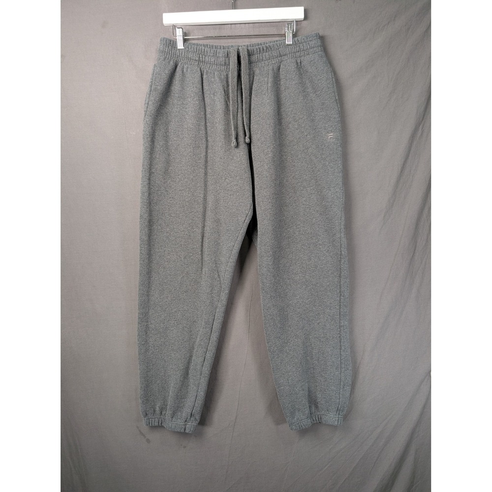 Fila Mens Grey Fleece Lined Jogger Sweatpants Size L Embroidered Logo 7641